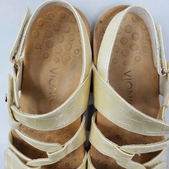 Vionic Paros Backstrap Sandals Womens Size 7 Pearl Ivory Croc Open Toe - Picture 9 of 11